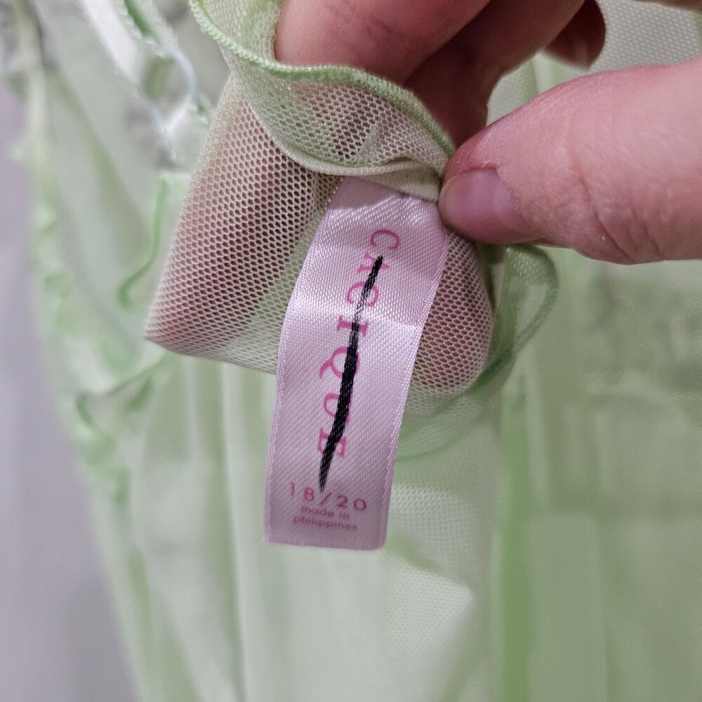 Womens Lacey Mesh Babydoll Top Size M Green Y2K Milkmaid Coquette Forest Fairy - Picture 5 of 9